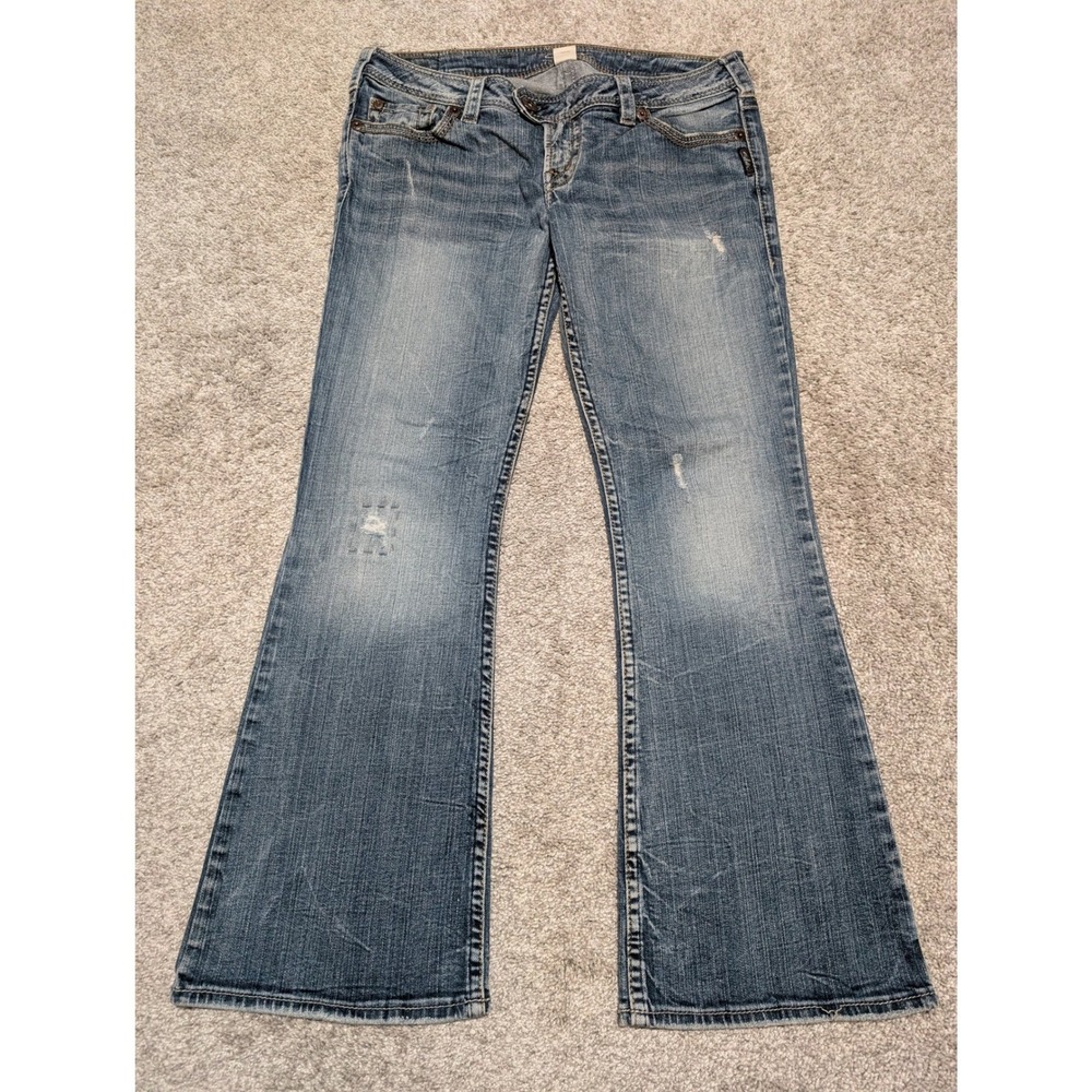Silver Jeans Bootcut Women W31 L31 Blue Tuesday Low Rise Distressed Denim Pants